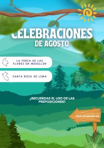 Celebraciones de agosto: preposiciones en A1 y A2, feria de las flores, santa rosa en Lima