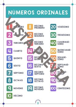 Infografías para aprender español: números ordinales.